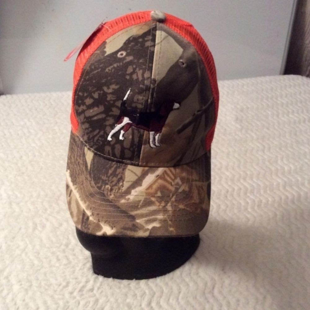 NWT Big Bear Men's Orange/Camo Benny The Beagle Hunting Trucker Snap Back Cap